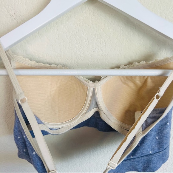 Forever 21 Heathered Blue & Cream Lace Polka Dot Wireless Bra - Picture 7 of 9